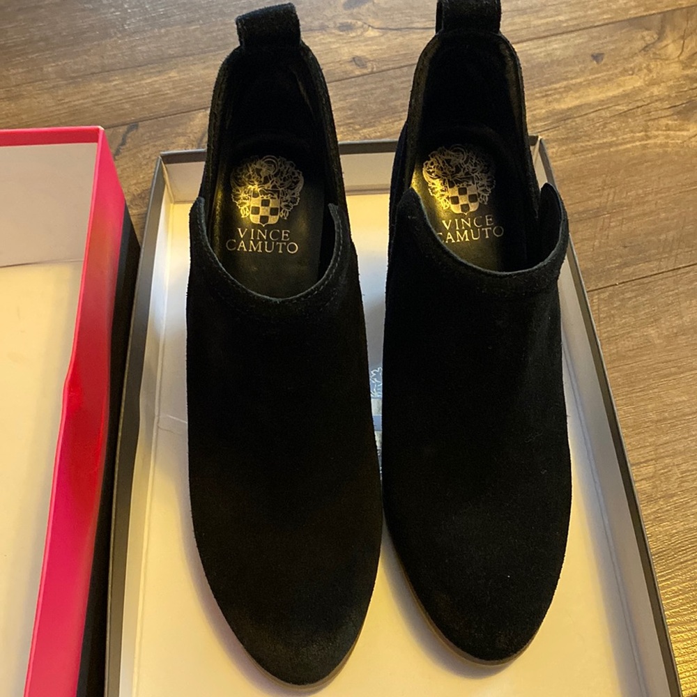 Vince Camuto black suede ankle boots